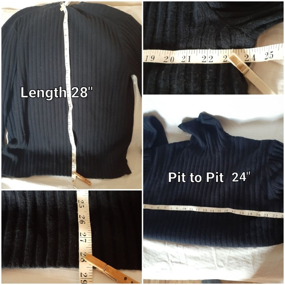 Men's Banana Republic Large Black Recycled Wool Ribbed Turtle Neck Sweater - Picture 14 of 14